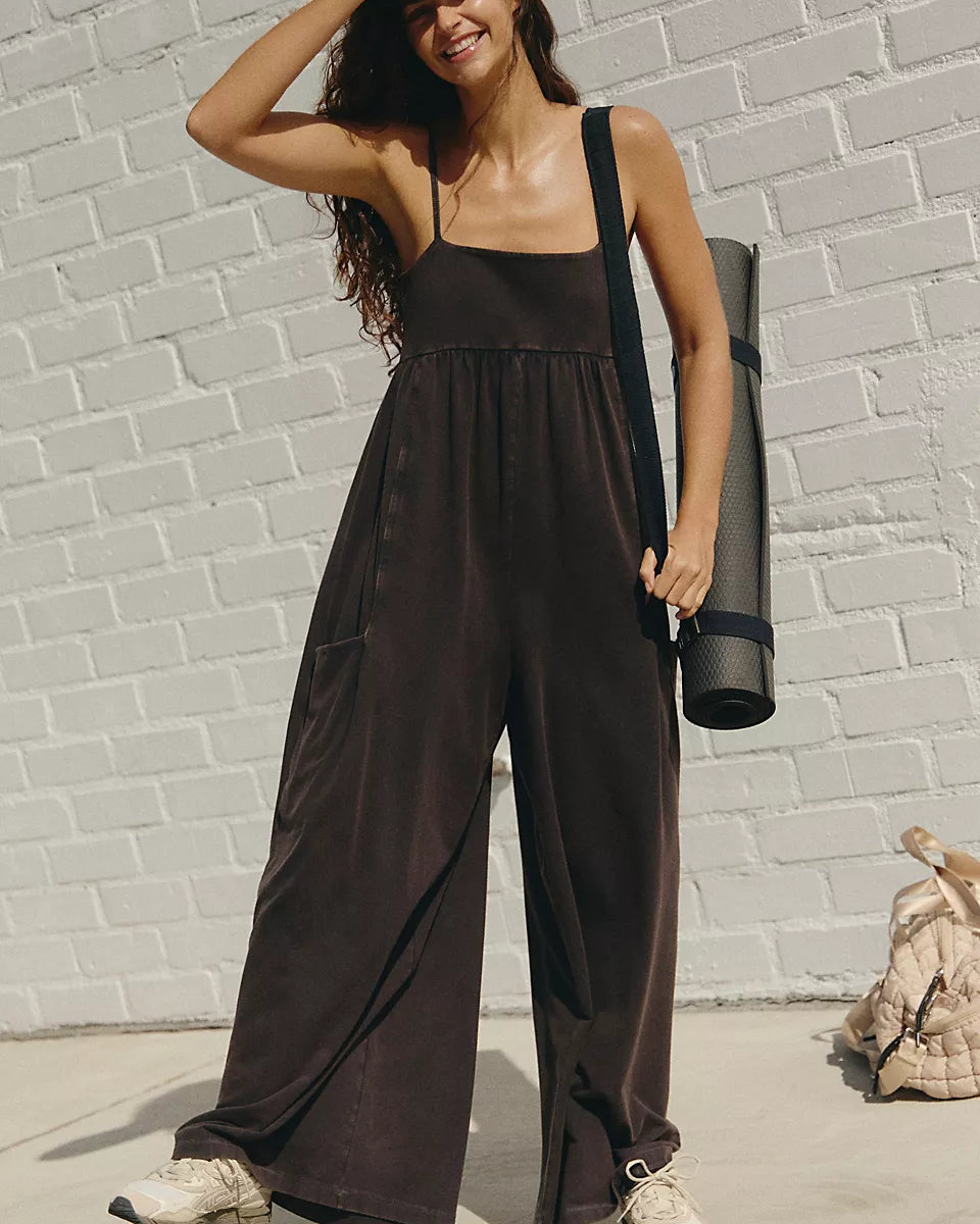 FREE PEOPLE HOT SHOT STRAPPY ONESIE - BLACK