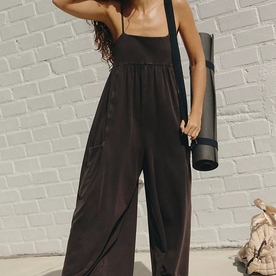 FREE PEOPLE HOT SHOT STRAPPY ONESIE - BLACK