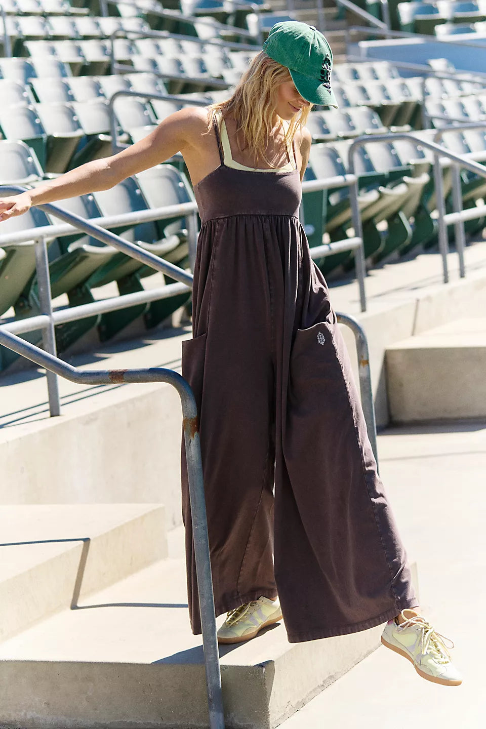 FREE PEOPLE HOT SHOT STRAPPY ONESIE - CHOCOLATE