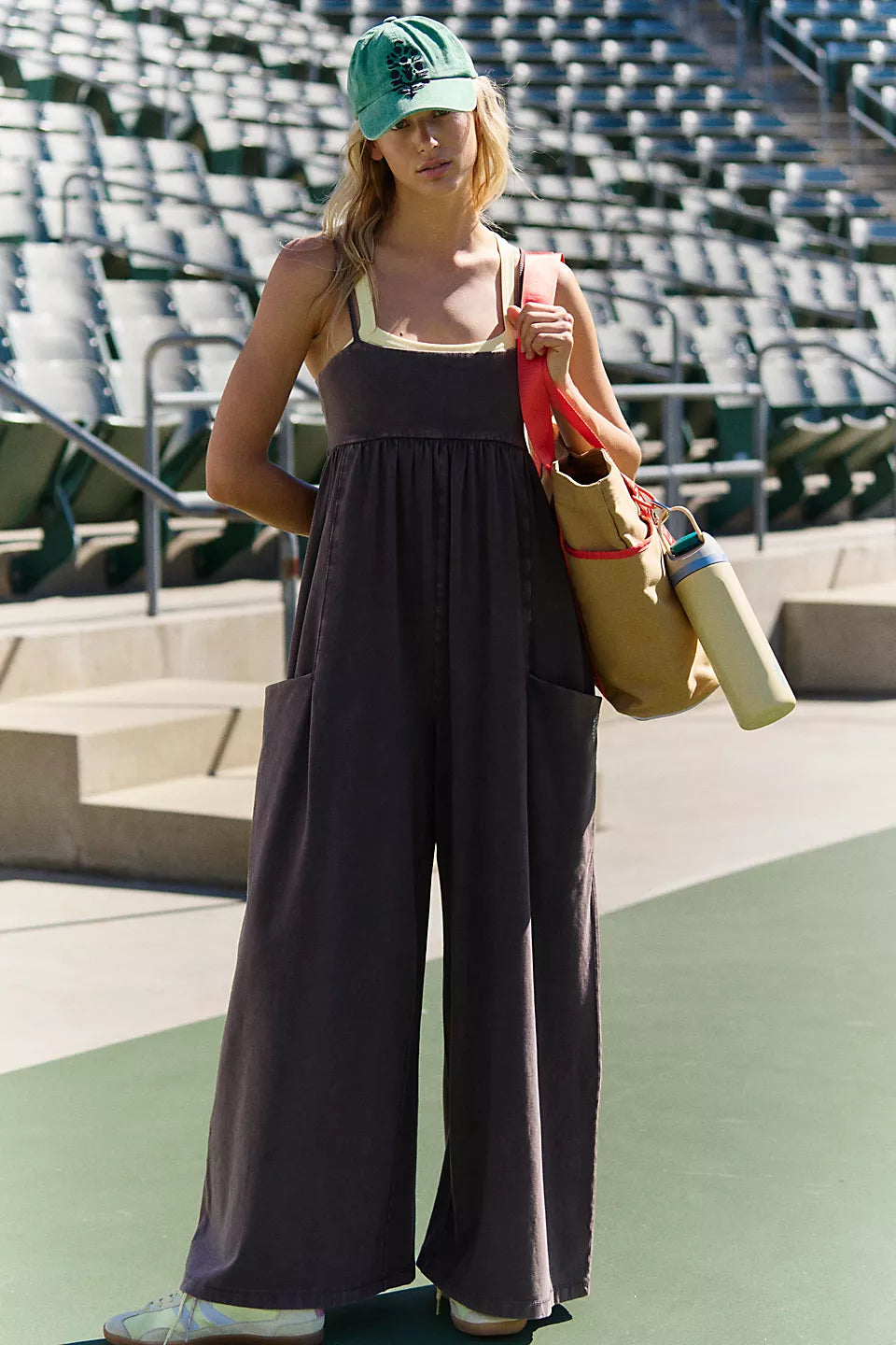 FREE PEOPLE HOT SHOT STRAPPY ONESIE - CHOCOLATE
