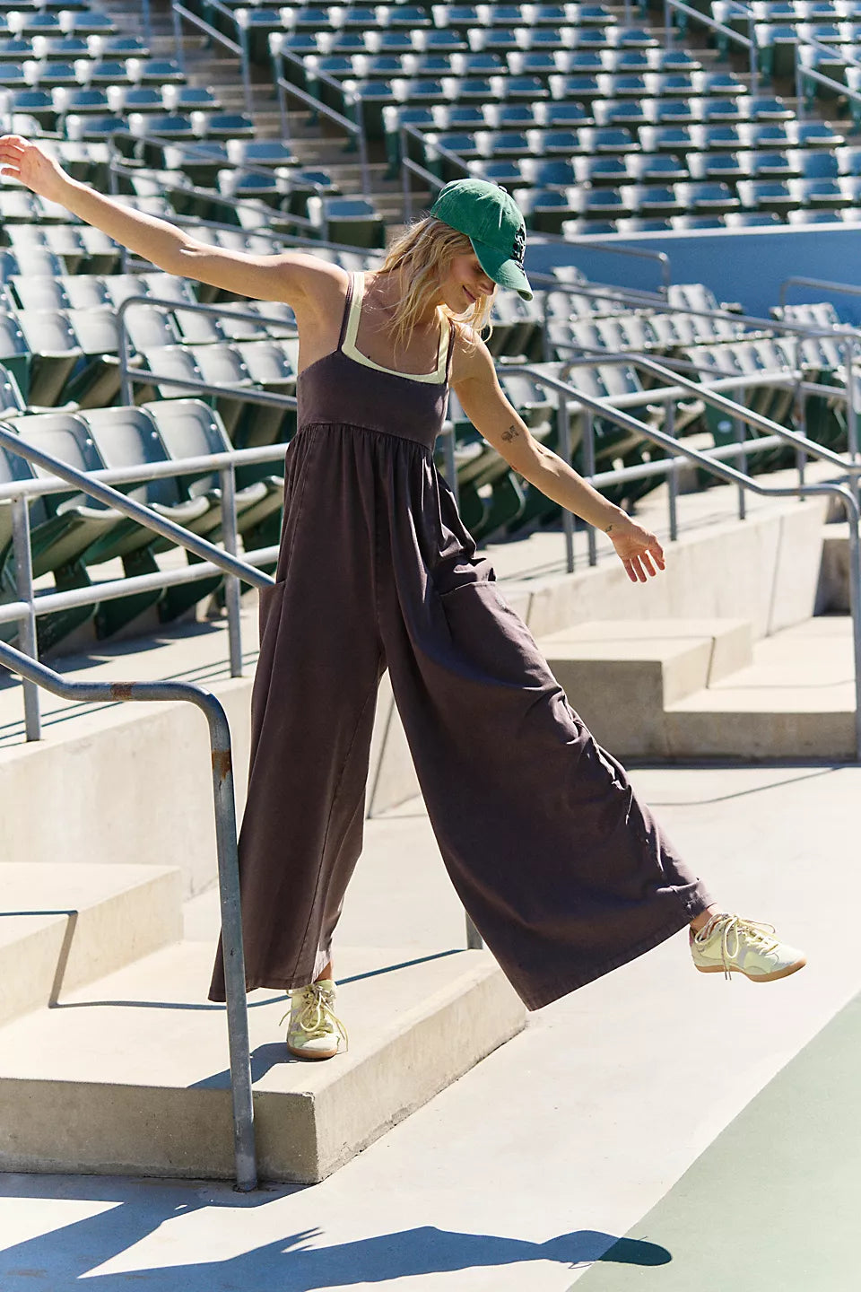 FREE PEOPLE HOT SHOT STRAPPY ONESIE - CHOCOLATE