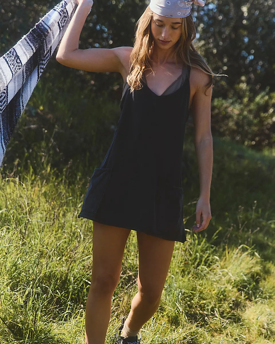 FREE PEOPLE HOT SHOT MINI DRESS - BLACK