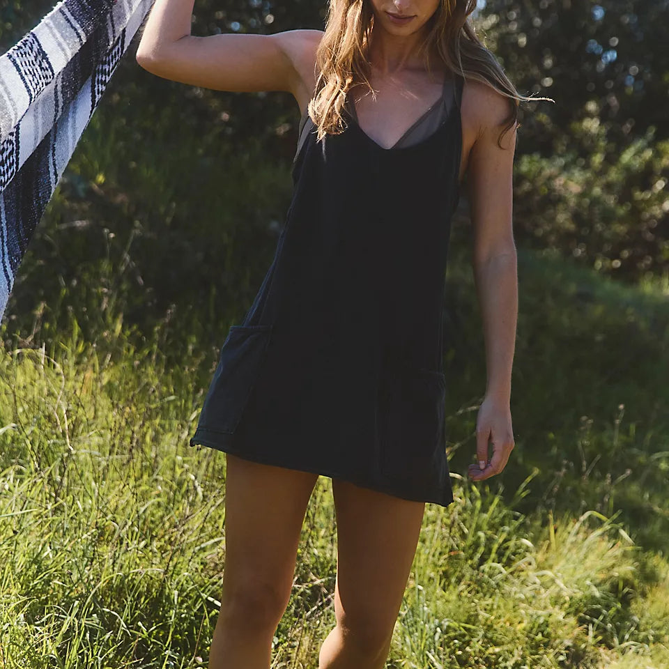 FREE PEOPLE HOT SHOT MINI DRESS - BLACK