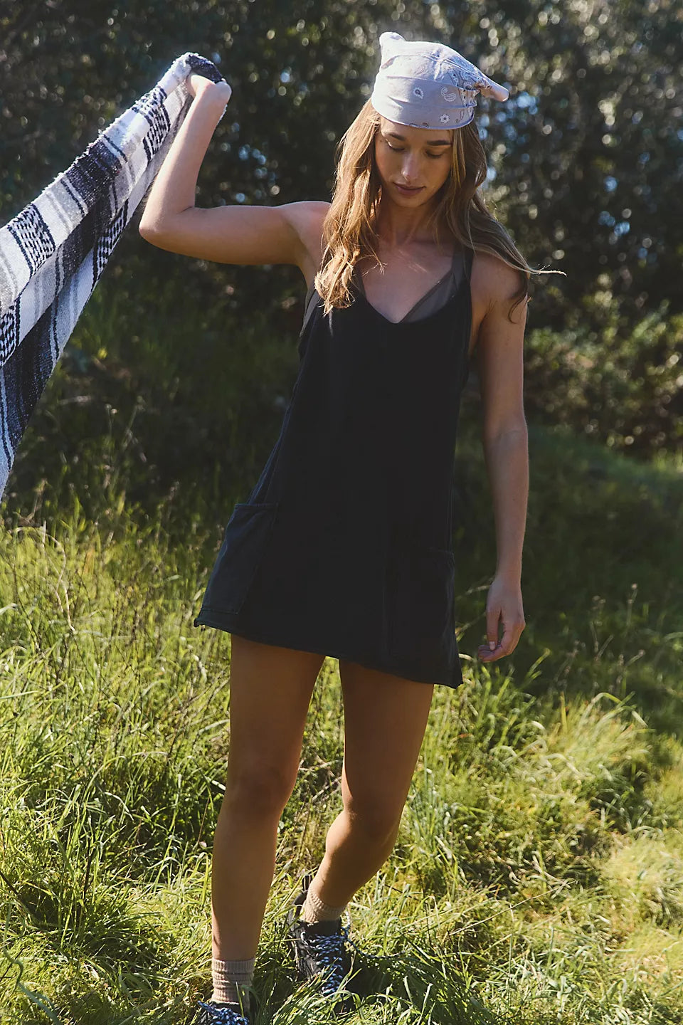 FREE PEOPLE HOT SHOT MINI DRESS - BLACK