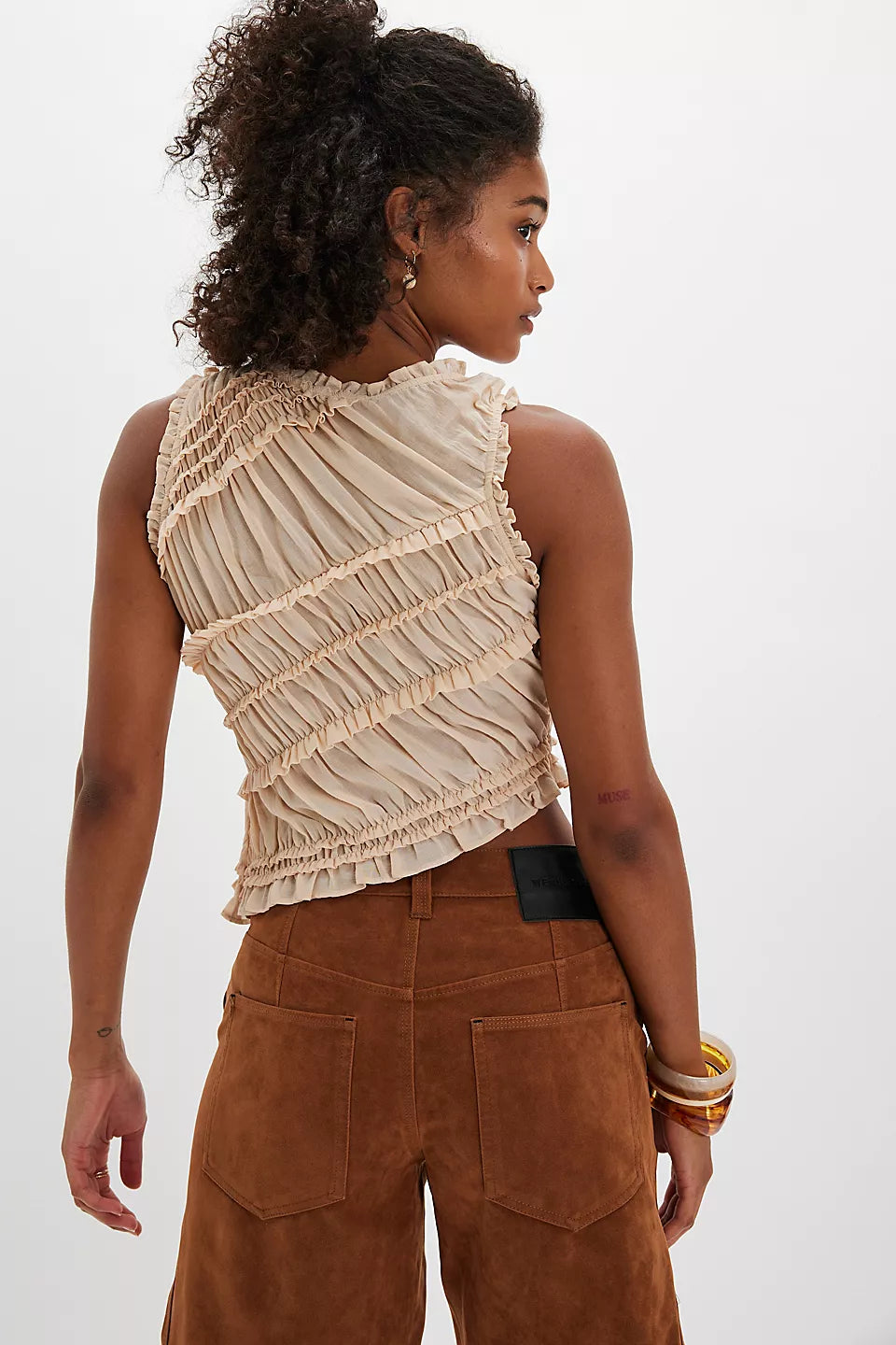 FREE PEOPLE SANDS SMOCKED TOP - PINK SAND