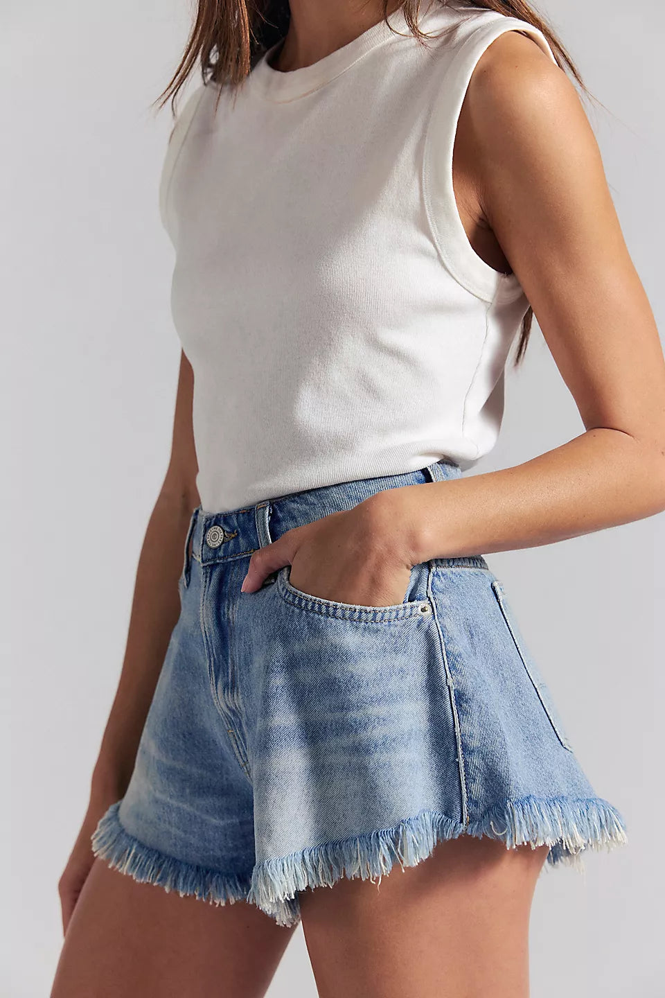 FREE PEOPLE SPARKS FLY DENIM SHORTS - MEADOWBROOKE
