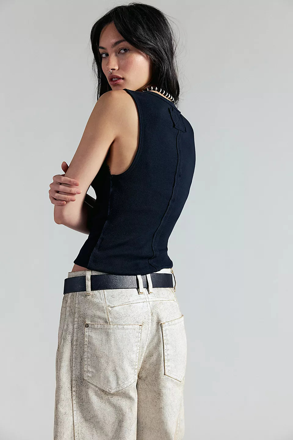 FREE PEOPLE JAMIE HENLEY TANK - BLACK