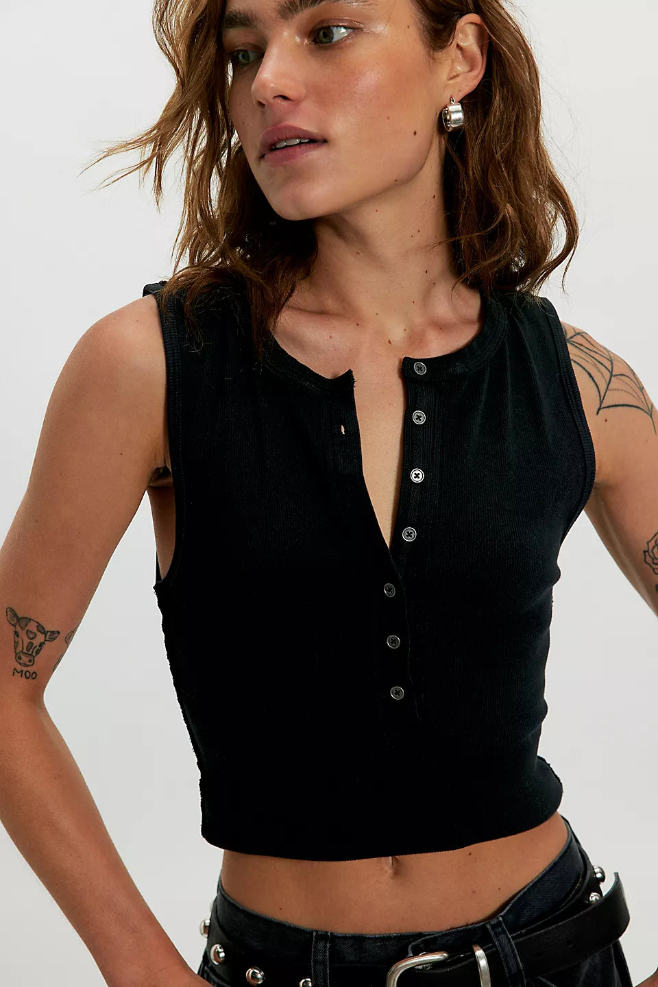 FREE PEOPLE JAMIE HENLEY TANK - BLACK