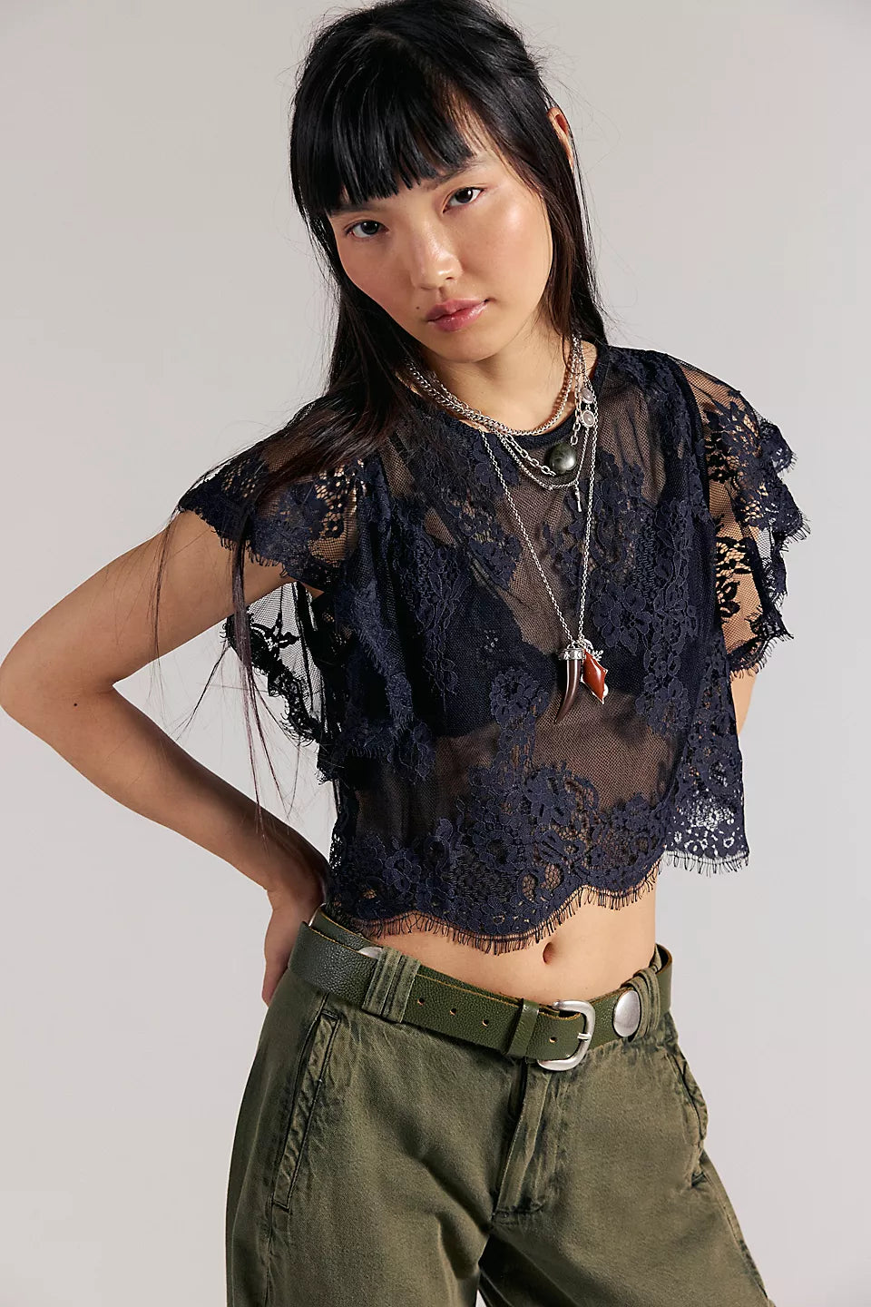 FREE PEOPLE LUNAR ASH TOP - BLACK