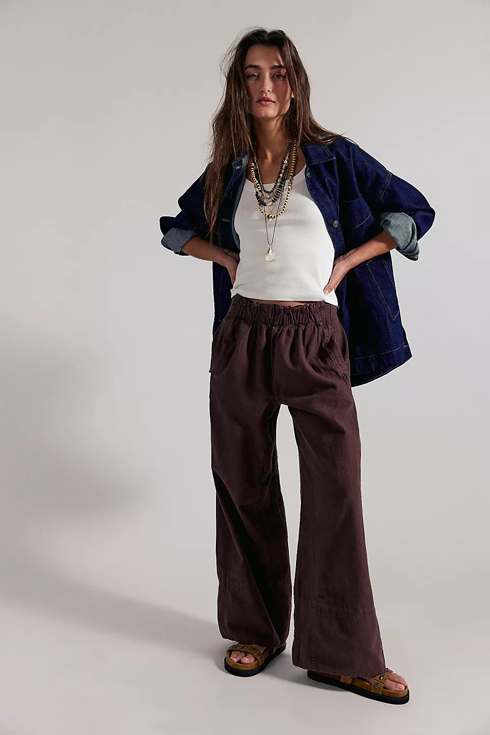 FREE PEOPLE DAYS END LINEN PANT - DOUBLE ESPRESSO