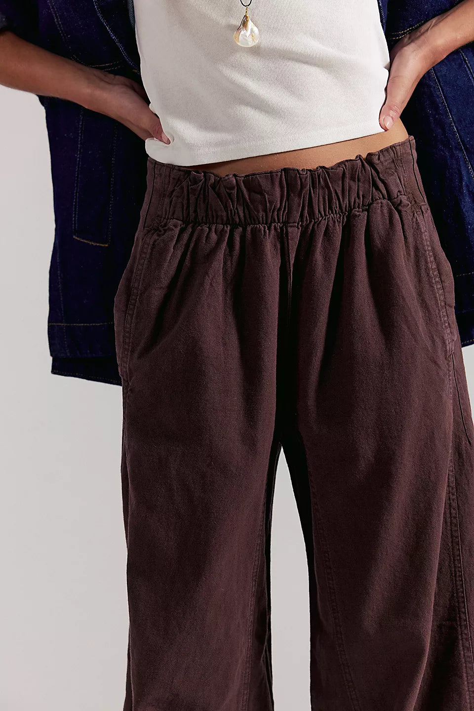 FREE PEOPLE DAYS END LINEN PANT - DOUBLE ESPRESSO