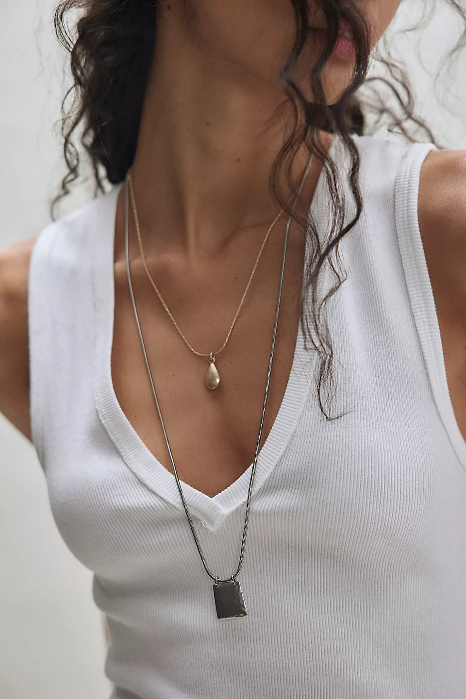 FREE PEOPLE V NECK NERIA TANK - IVORY