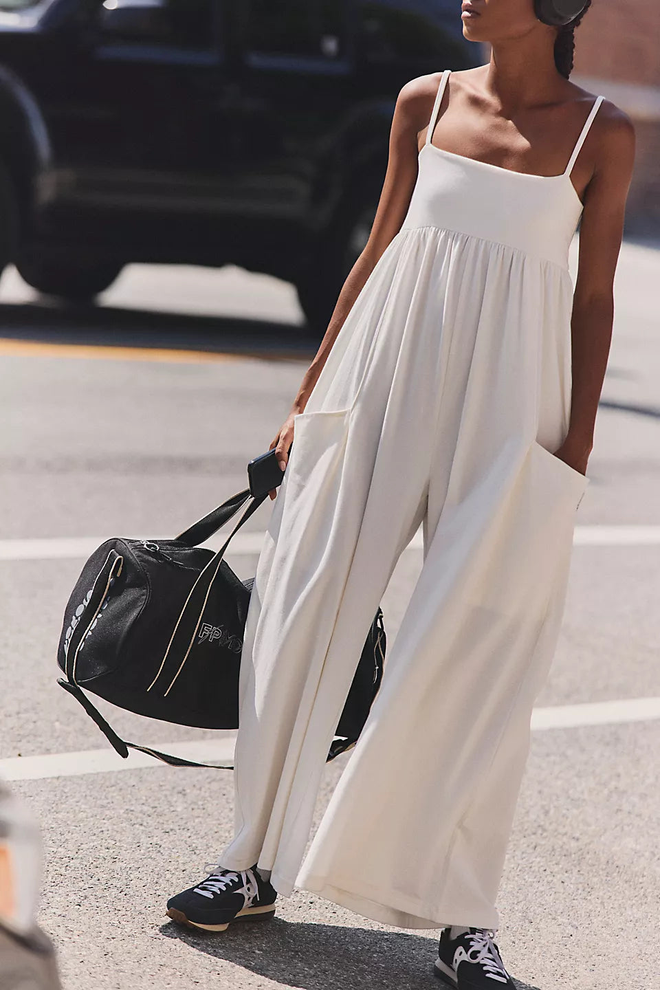 FREE PEOPLE HOT SHOT STRAPPY ONESIE - IVORY