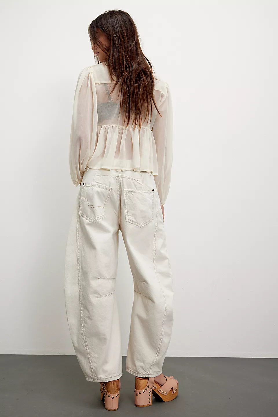 FREE PEOPLE GOOD LUCK BARREL PANT - MILK