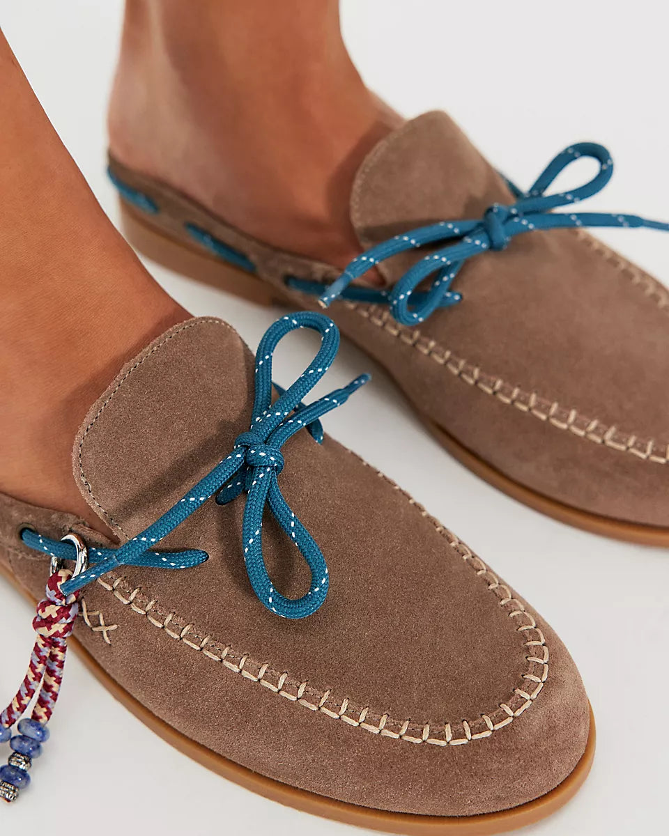 FREE PEOPLE SEAS THE DAY MULE - TAUPE SUEDE  MULTI