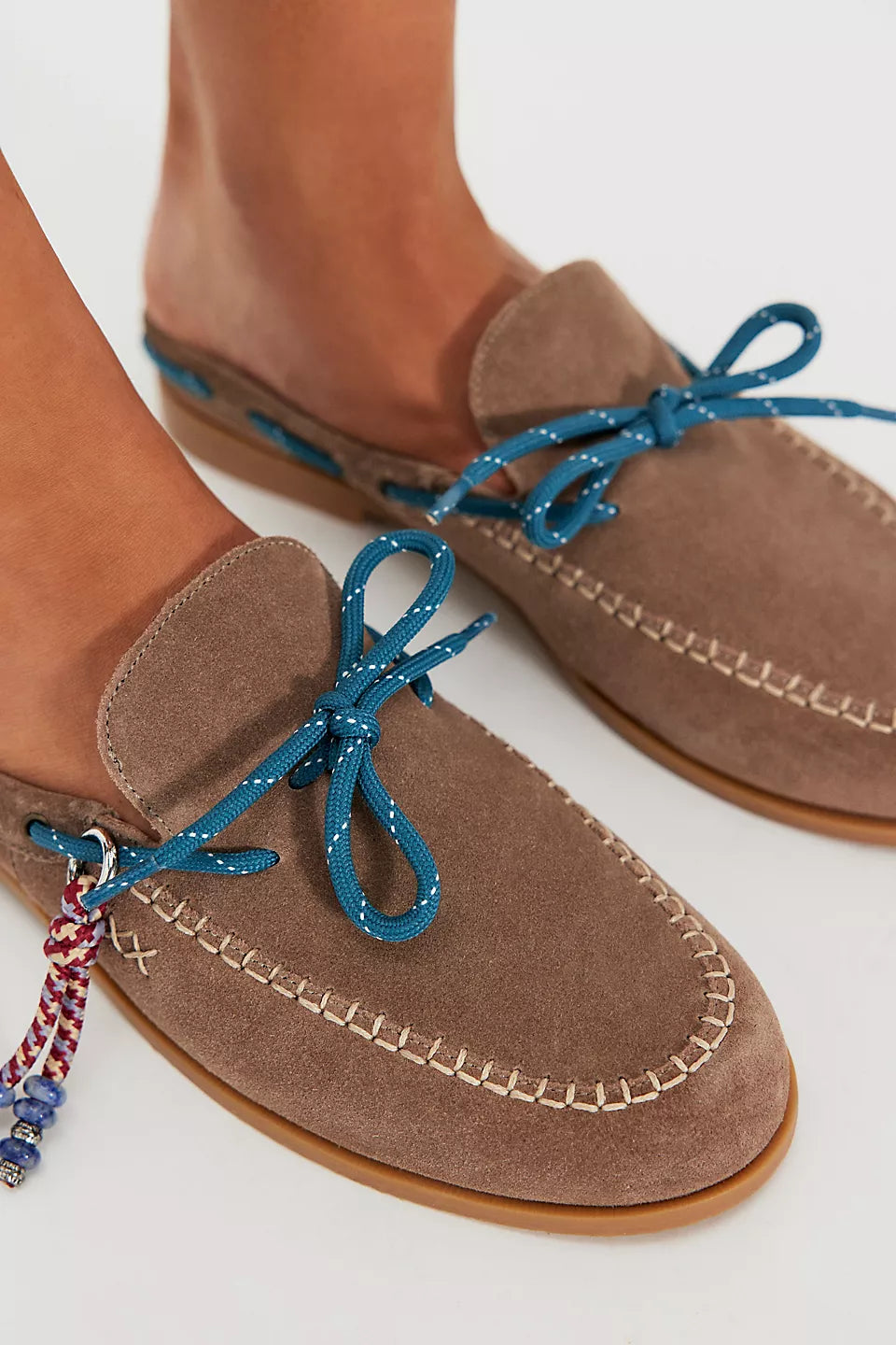 FREE PEOPLE SEAS THE DAY MULE - TAUPE SUEDE  MULTI