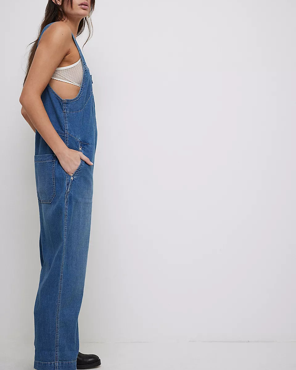 FREE PEOPLE JUDE ONE PIECE COVERALLS - MID INDIGO