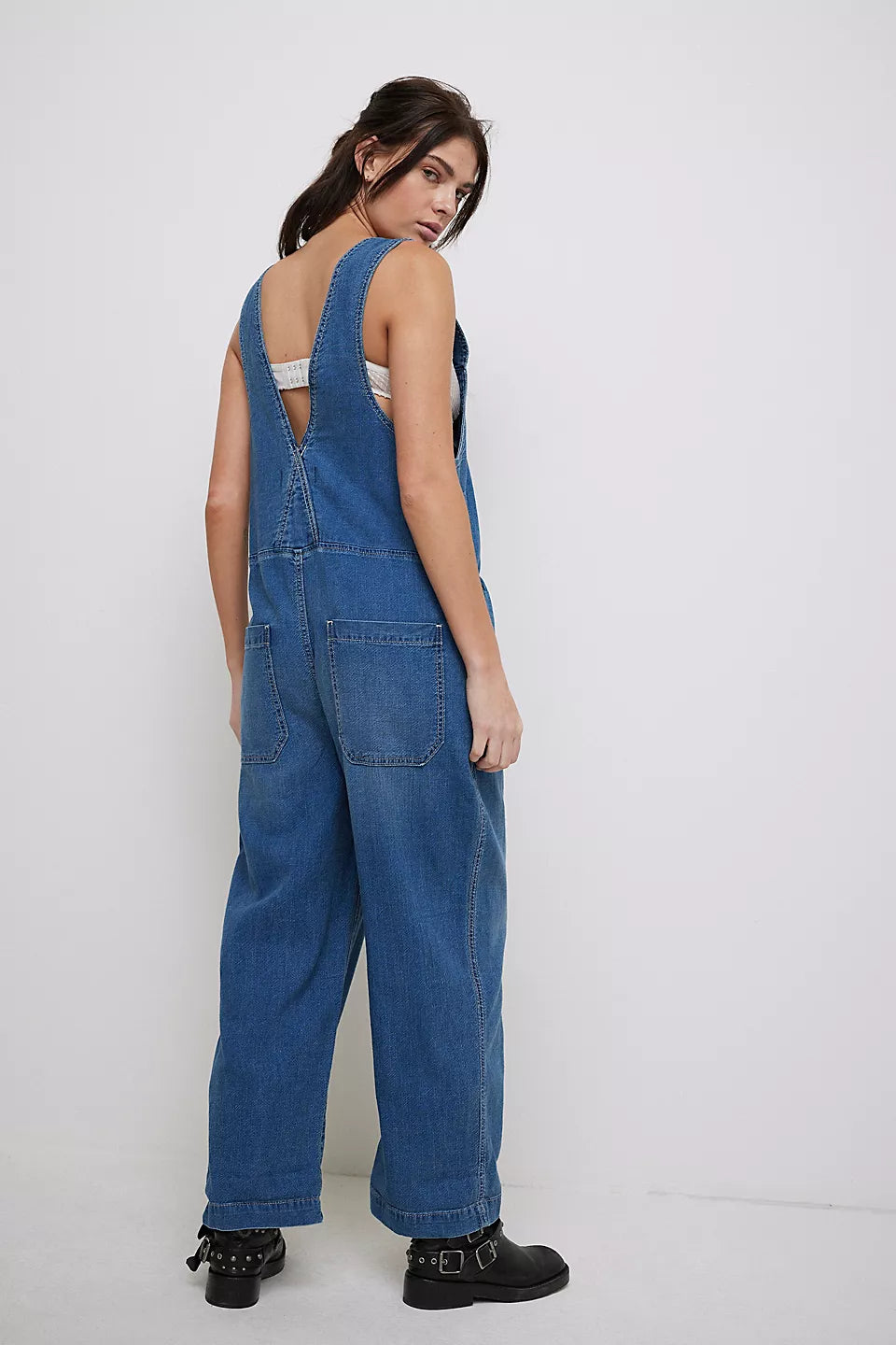 FREE PEOPLE JUDE ONE PIECE COVERALLS - MID INDIGO