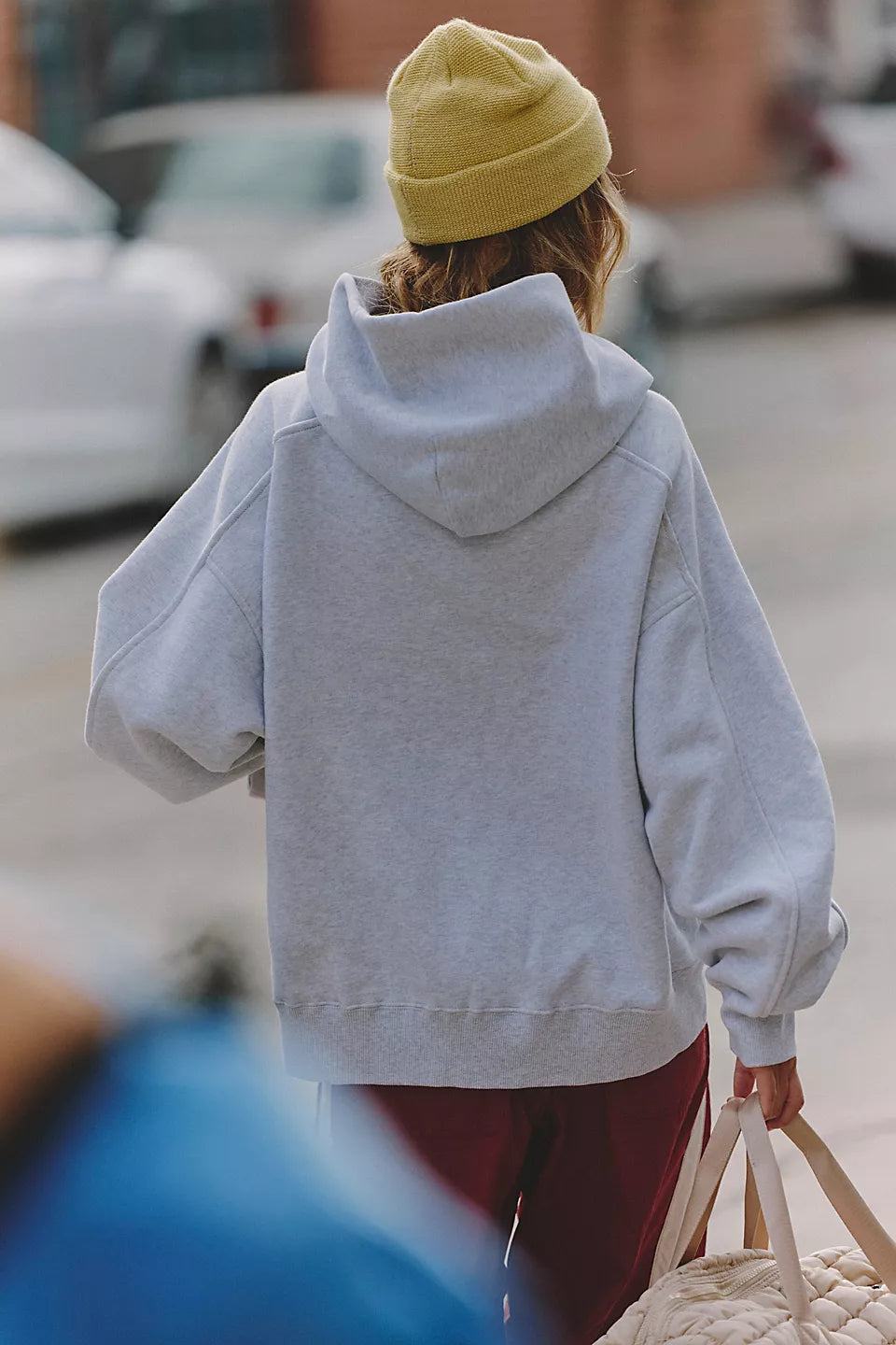 FREE PEOPLE A CUT ABOVE HOODIE - WHITE HEATHER GREY