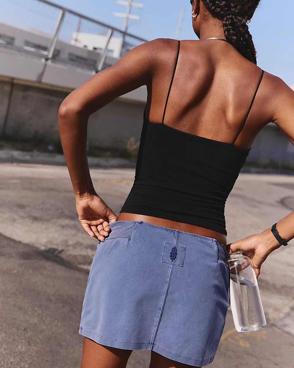 FREE PEOPLE SKINNY STRAP LOGO TANK - BLACK