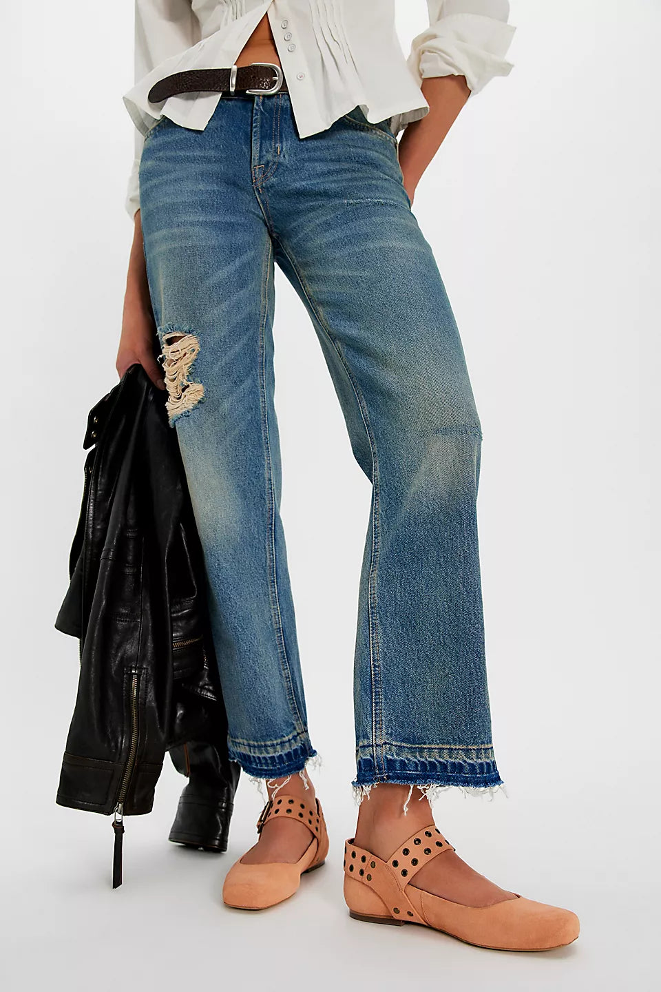 FREE PEOPLE MAGGIE MARY JANE FLAT - ROSE SUEDE