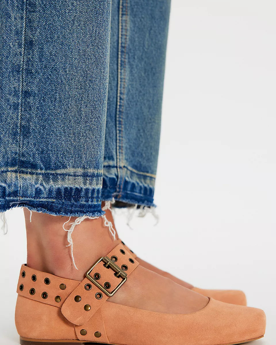 FREE PEOPLE MAGGIE MARY JANE FLAT - ROSE SUEDE