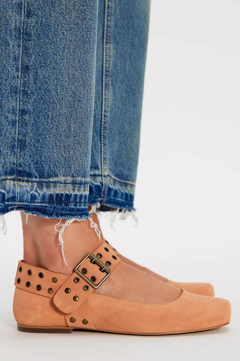 FREE PEOPLE MAGGIE MARY JANE FLAT - ROSE SUEDE