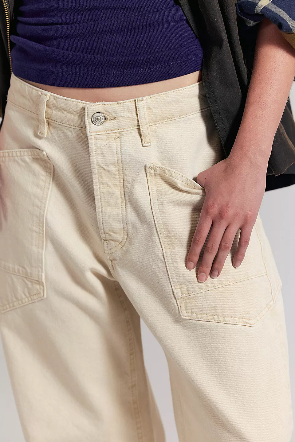 FREE PEOPLE MINIMALIST MOXIE BARREL JEANS - DUSTY ROADS