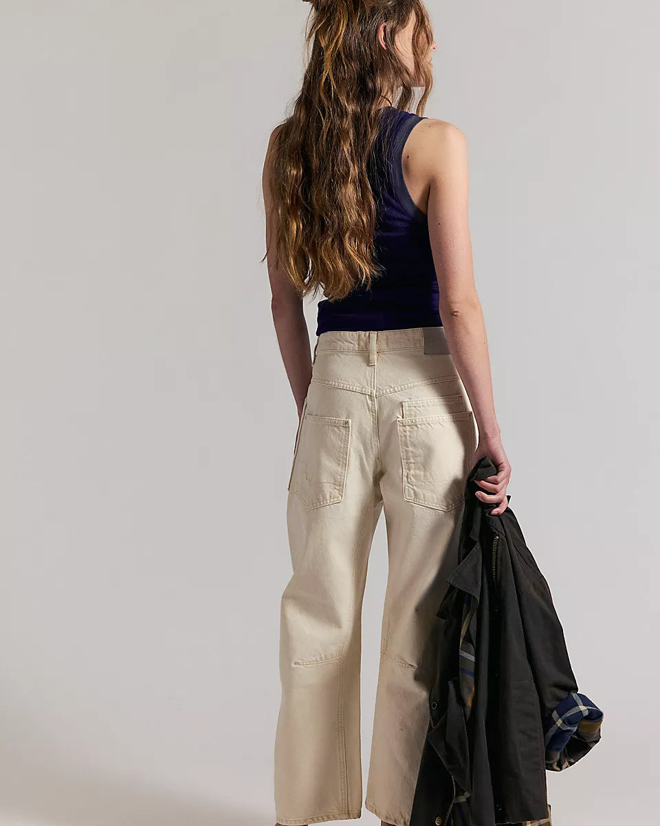 FREE PEOPLE MINIMALIST MOXIE BARREL JEANS - DUSTY ROADS