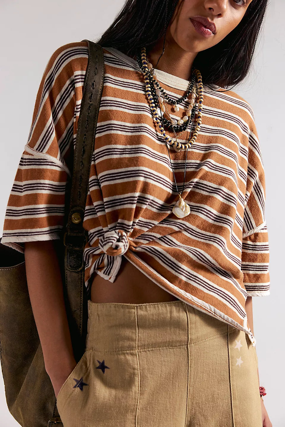 FREE PEOPLE RUGBY TEE - ALMOND COMBO
