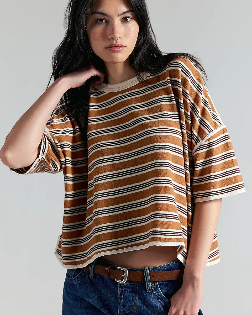 FREE PEOPLE RUGBY TEE - ALMOND COMBO