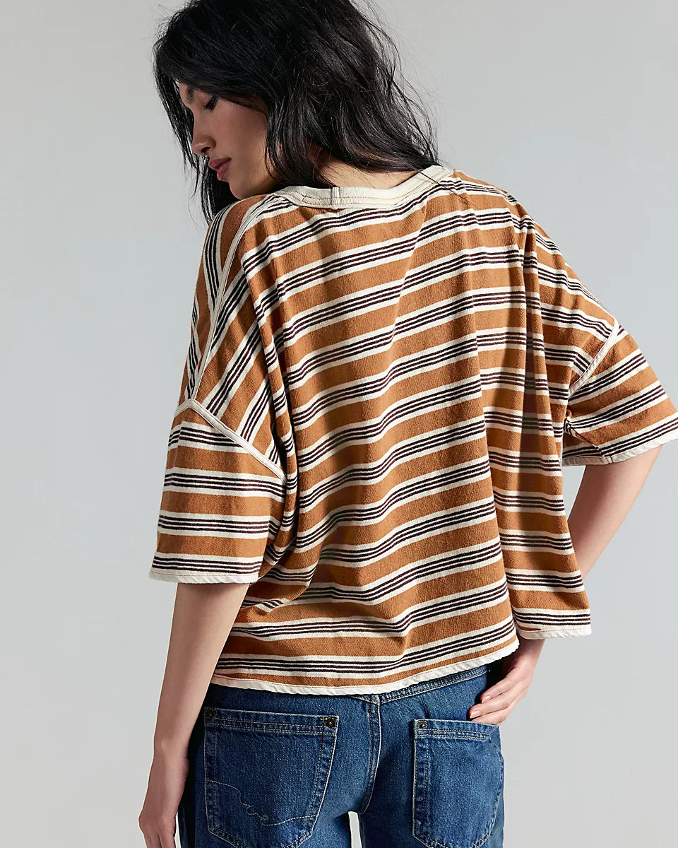 FREE PEOPLE RUGBY TEE - ALMOND COMBO