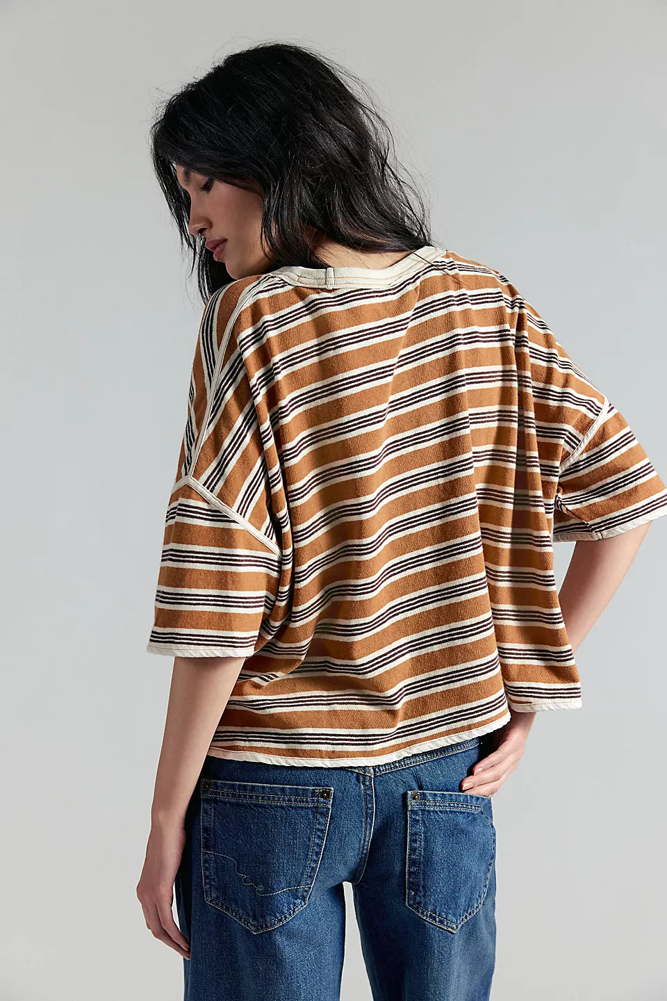 FREE PEOPLE RUGBY TEE - ALMOND COMBO