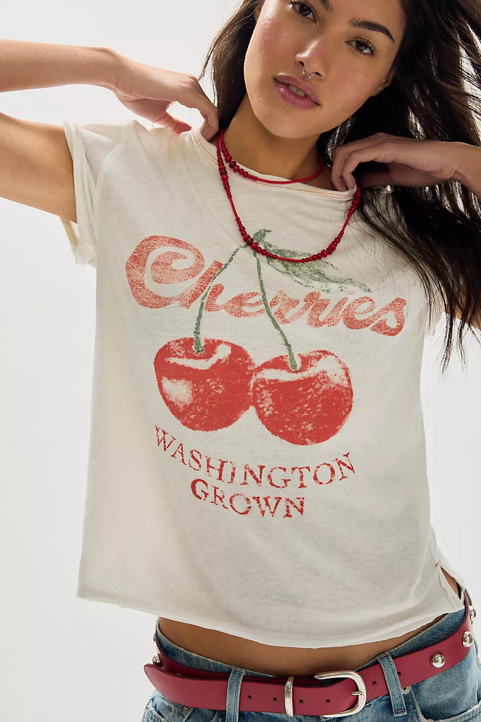 FREE PEOPLE NOVA GRAPHIC TEE - CHERRY COMBO
