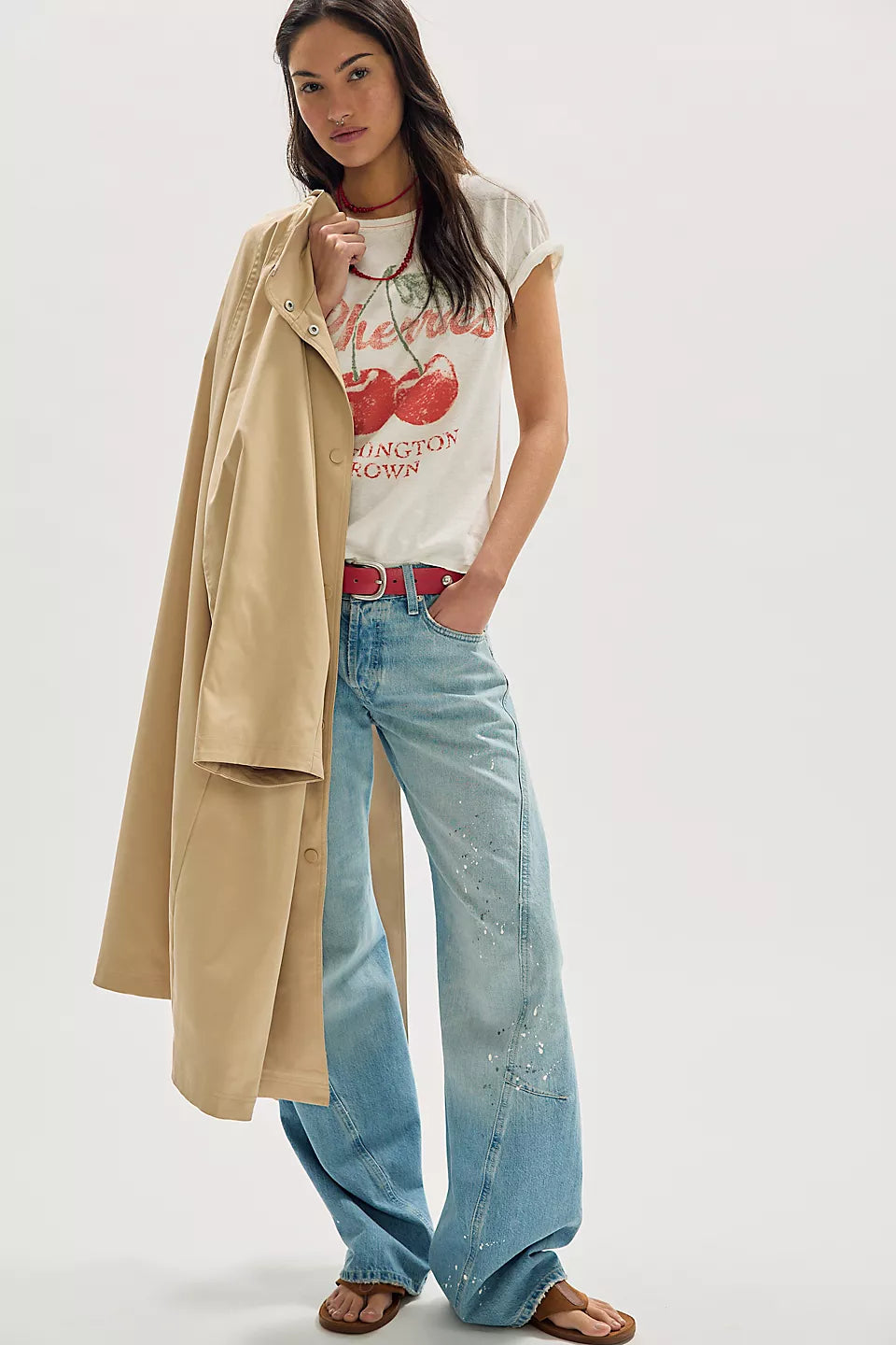 FREE PEOPLE NOVA GRAPHIC TEE - CHERRY COMBO