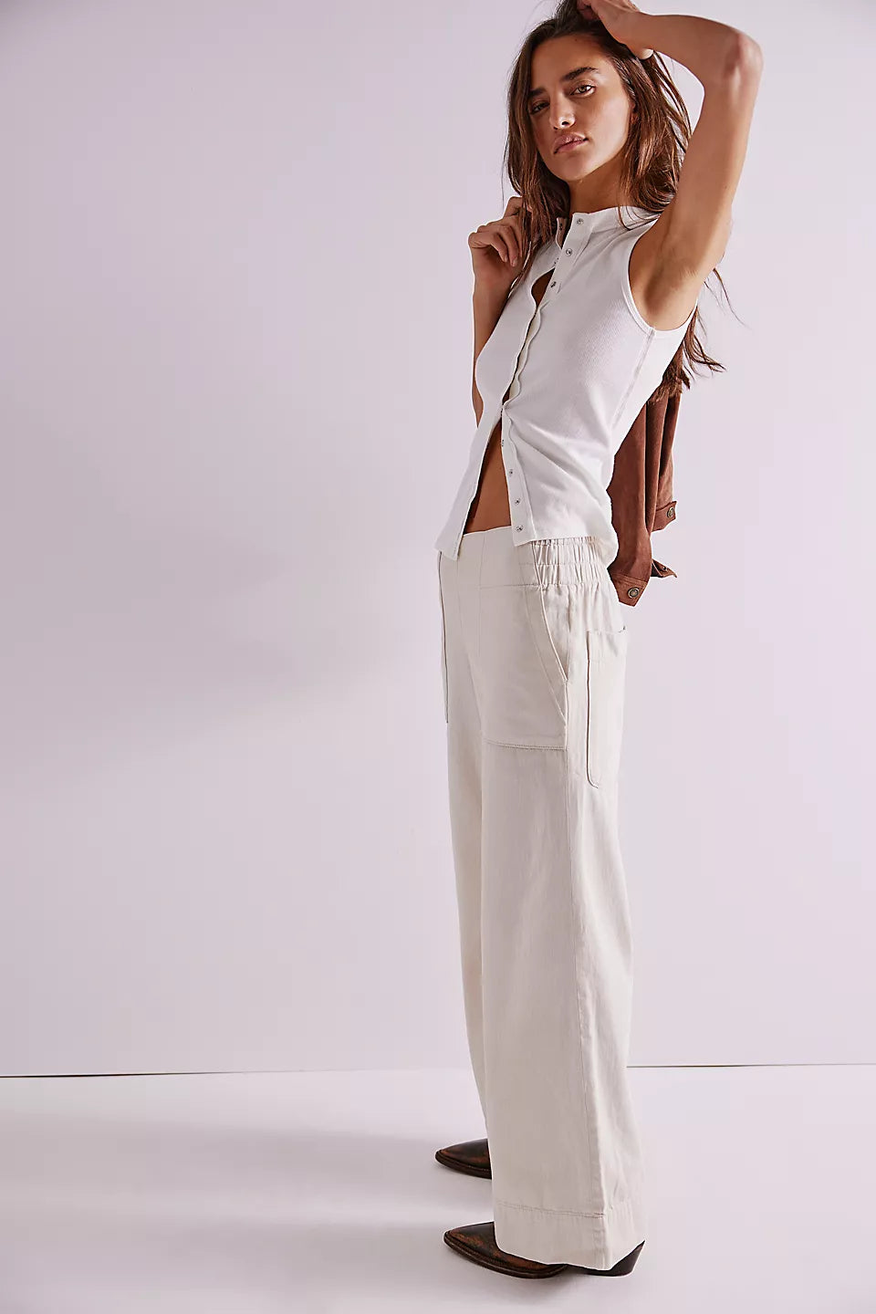 FREE PEOPLE BREEZY DENIM PULL ON - BRIGHT LIGHTS