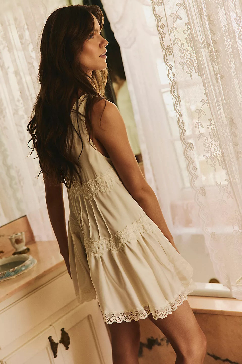 FREE PEOPLE IN THIS GROOVE SLIP DRESS - TOFU