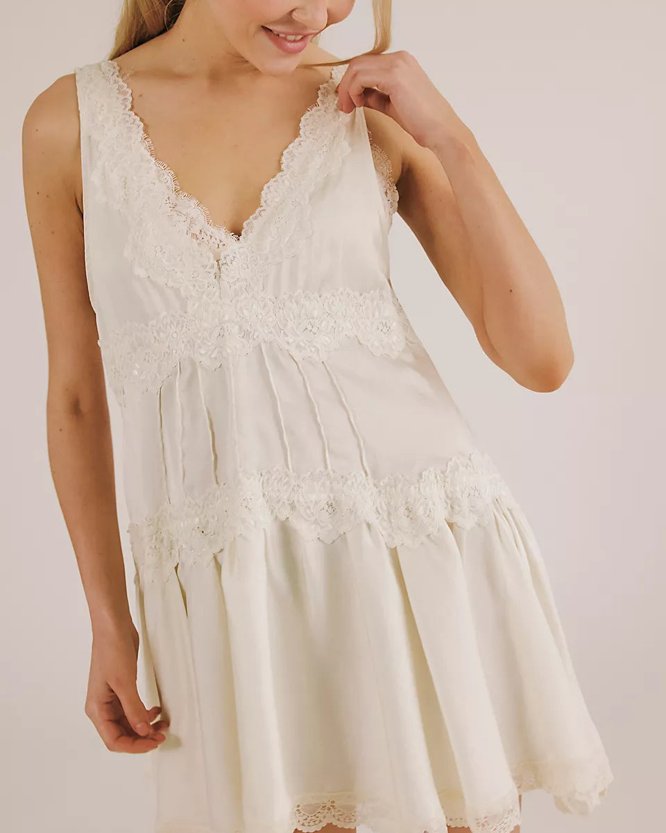 FREE PEOPLE IN THIS GROOVE SLIP DRESS - TOFU