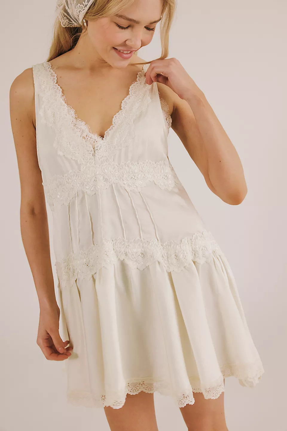 FREE PEOPLE IN THIS GROOVE SLIP DRESS - TOFU