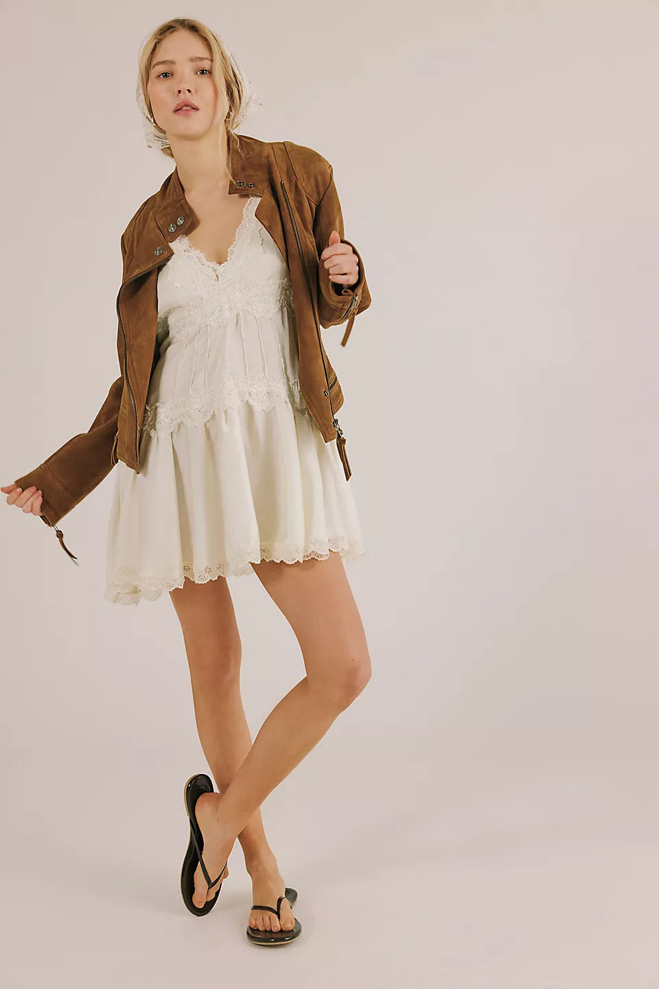 FREE PEOPLE IN THIS GROOVE SLIP DRESS - TOFU