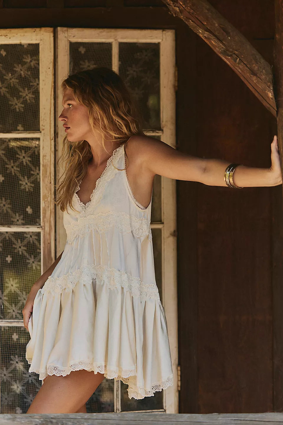 FREE PEOPLE IN THIS GROOVE SLIP DRESS - TOFU