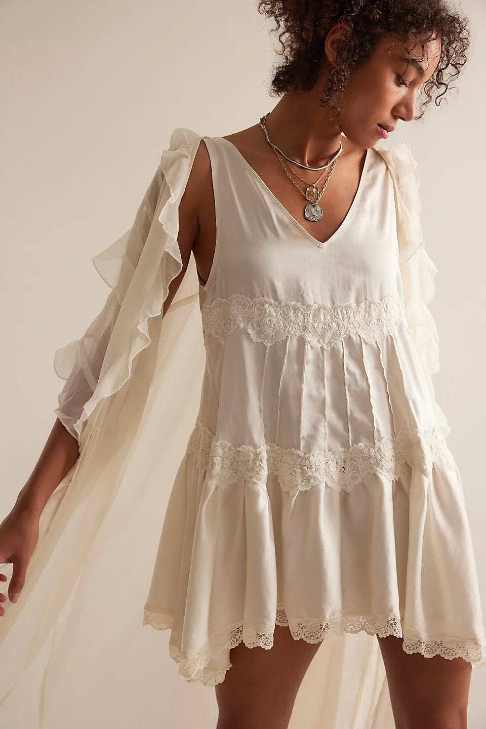 FREE PEOPLE IN THIS GROOVE SLIP DRESS - TOFU