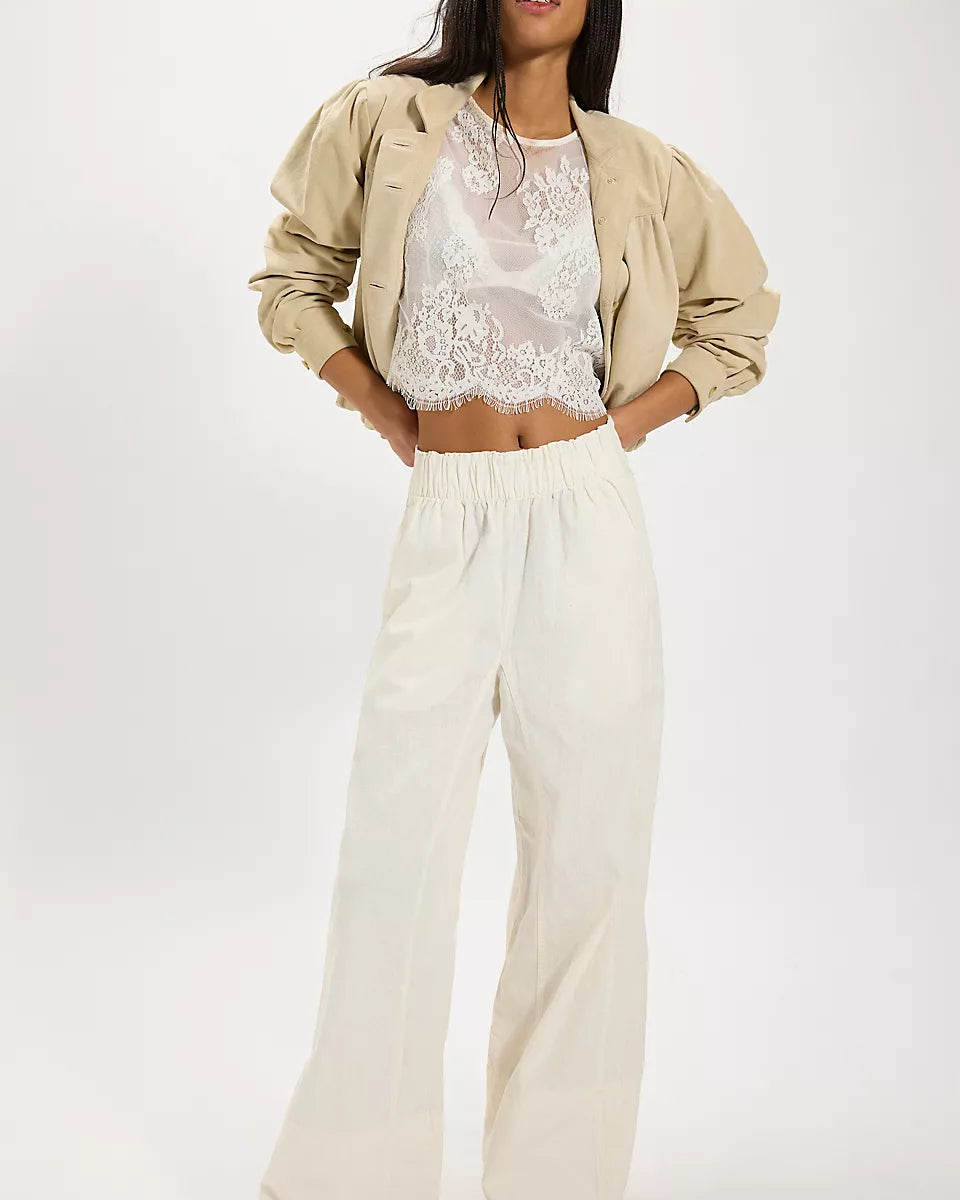 FREE PEOPLE DAYS END LINEN PANT - CLEAN IVORY