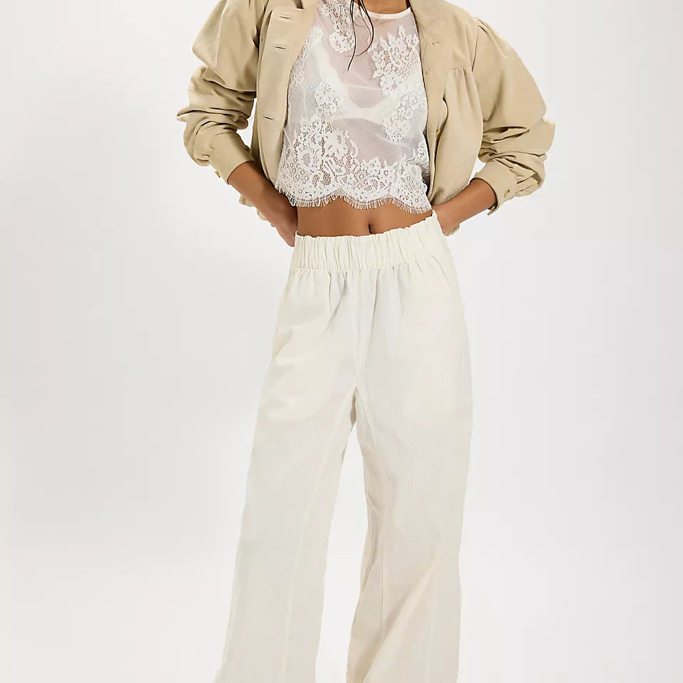 FREE PEOPLE DAYS END LINEN PANT - CLEAN IVORY