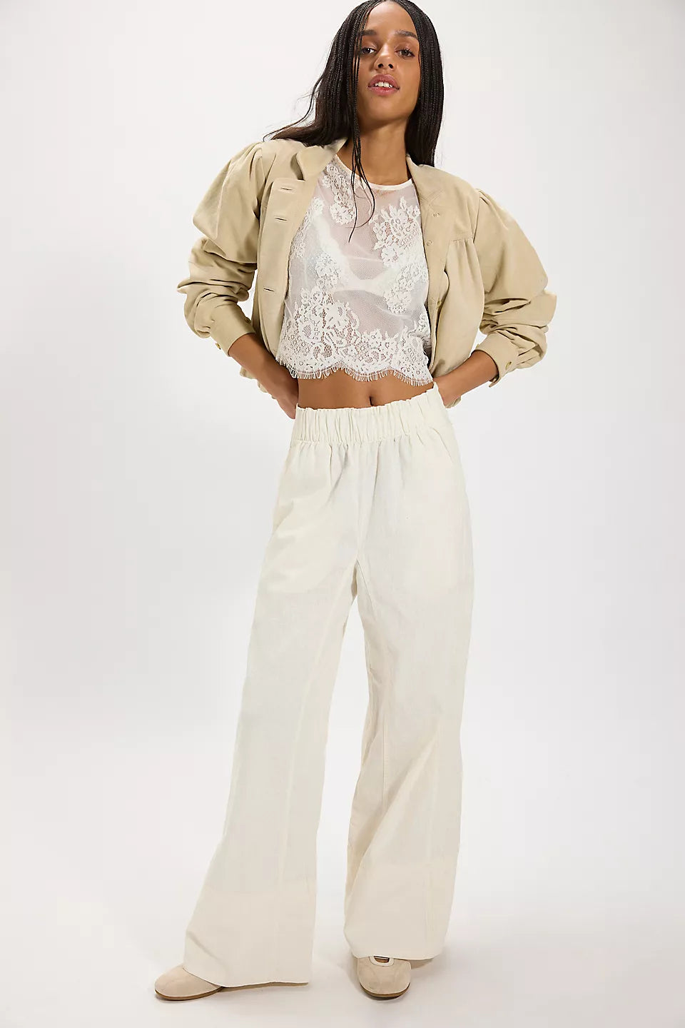 FREE PEOPLE DAYS END LINEN PANT - CLEAN IVORY