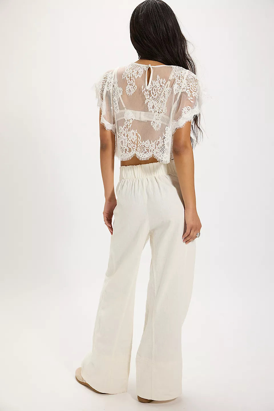 FREE PEOPLE DAYS END LINEN PANT - CLEAN IVORY