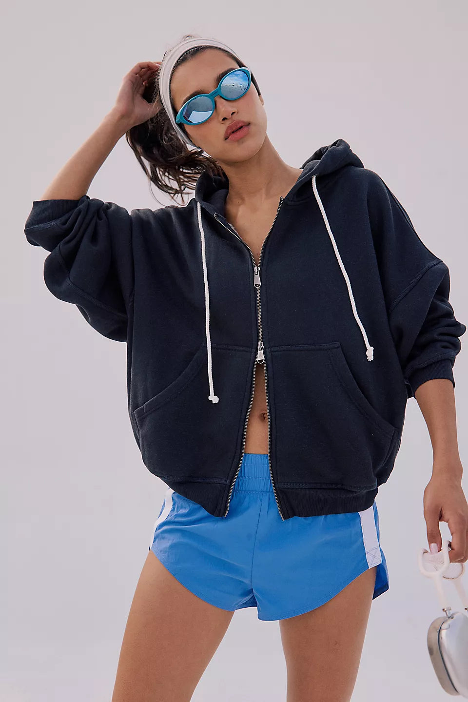 FREE PEOPLE FINAL CALL ZIP HOODIE - BLACK
