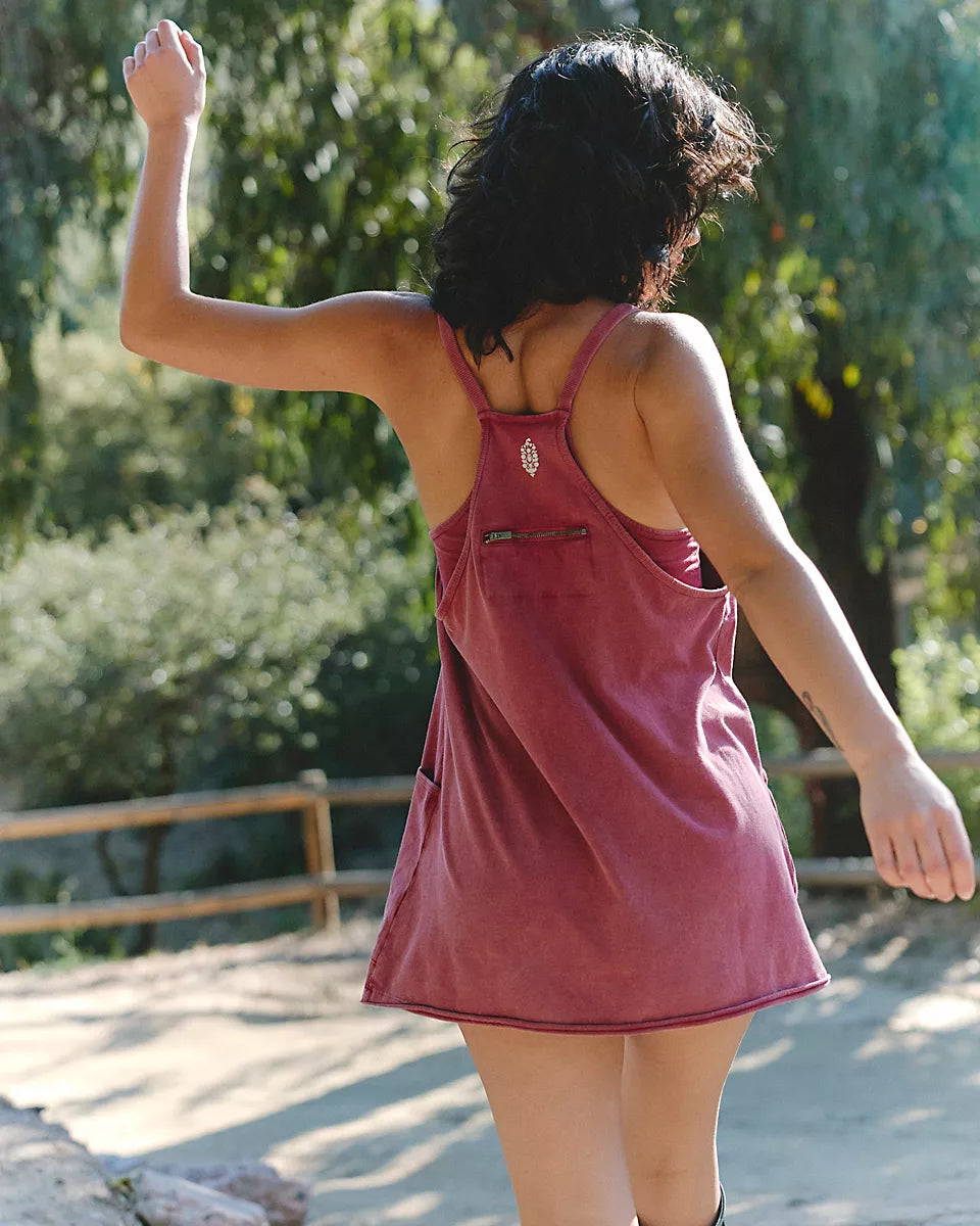 FREE PEOPLE HOT SHOT MINI DRESS - BRICK