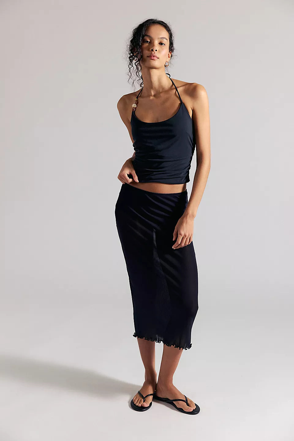 FREE PEOPLE TONI BEADED TANK - BLACK