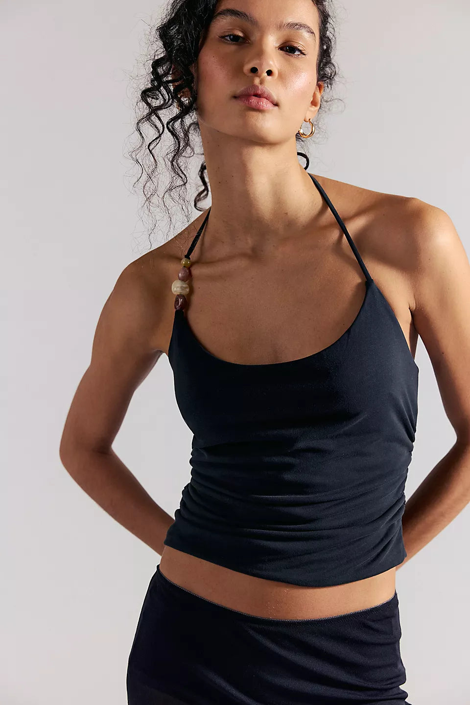 FREE PEOPLE TONI BEADED TANK - BLACK